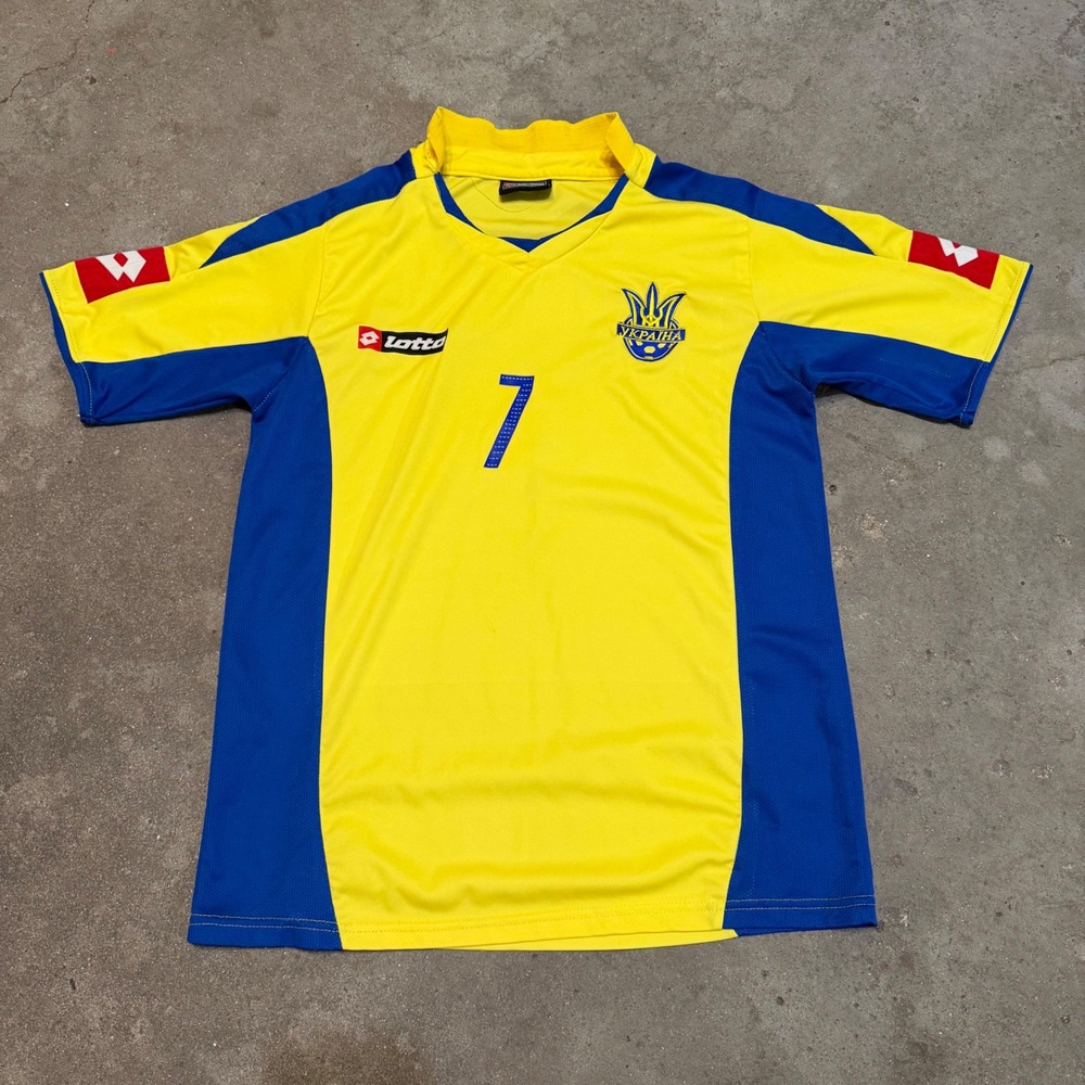 Lotto Ukraine Soccer Jersey Men Large Yellow Shevchenko 7 National Team Kit